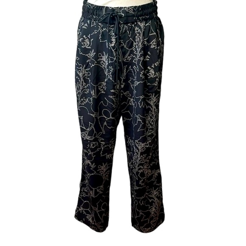 Rag & Bone "Harvey" Wide-Leg Floral Print Silk Pants, size Medium